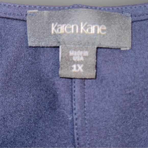 KAREN KANE V-Neck Fringe Dress - Navy Plus 1X - Picture 6 of 15